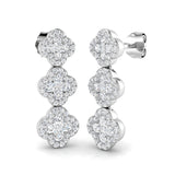 "Enswey Luxury Gold Clover Diamond Earrings - 1ct to 1.5ct Elegance"
