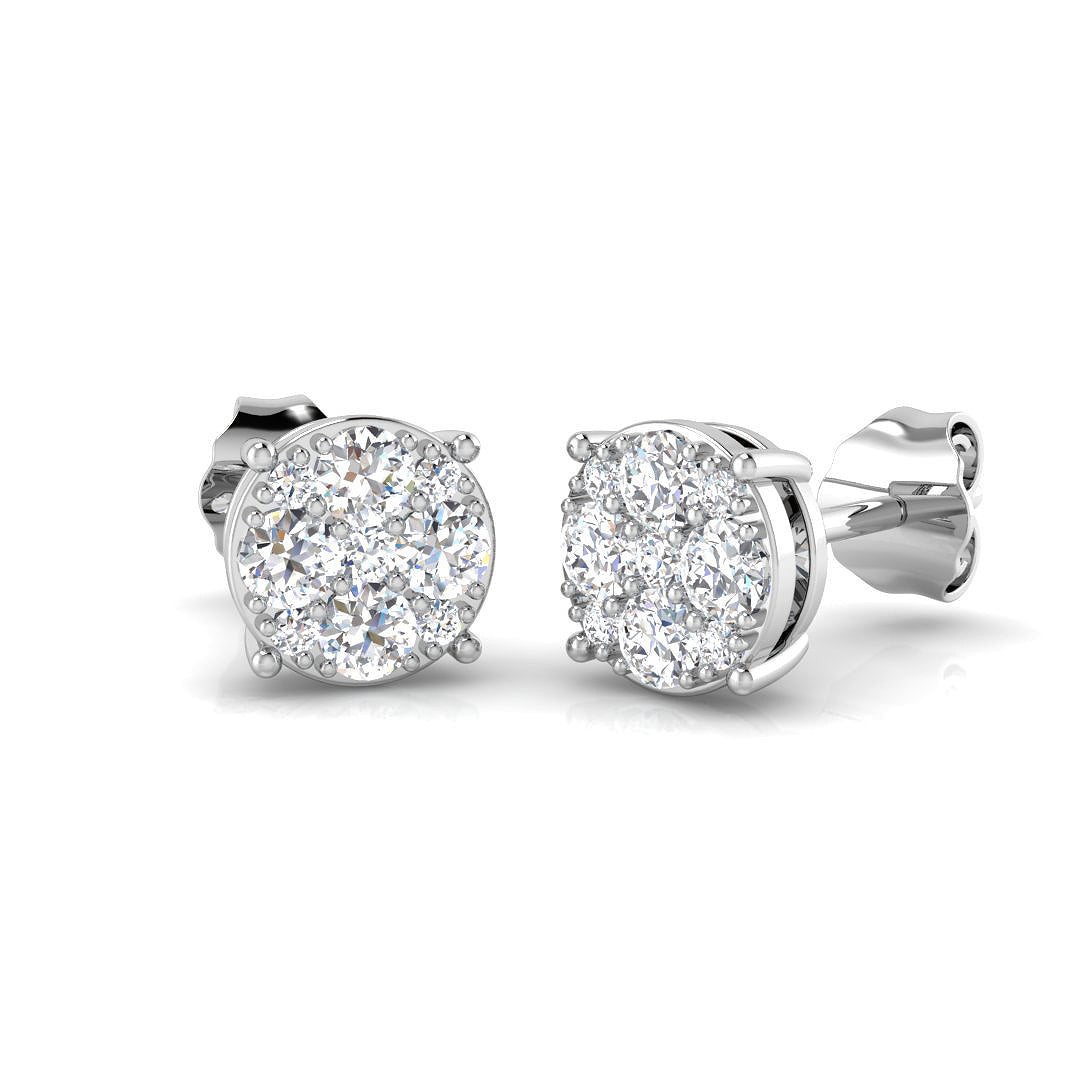 0.43ct Natural Diamond Round Cut Stud Earrings in 9K White Gold