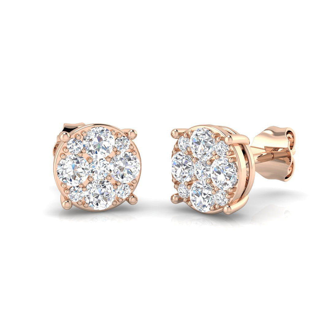 Deamy Gold Cluster Diamond Earrings 0.5ct to 3ct - Elegant Luxury Jewelry