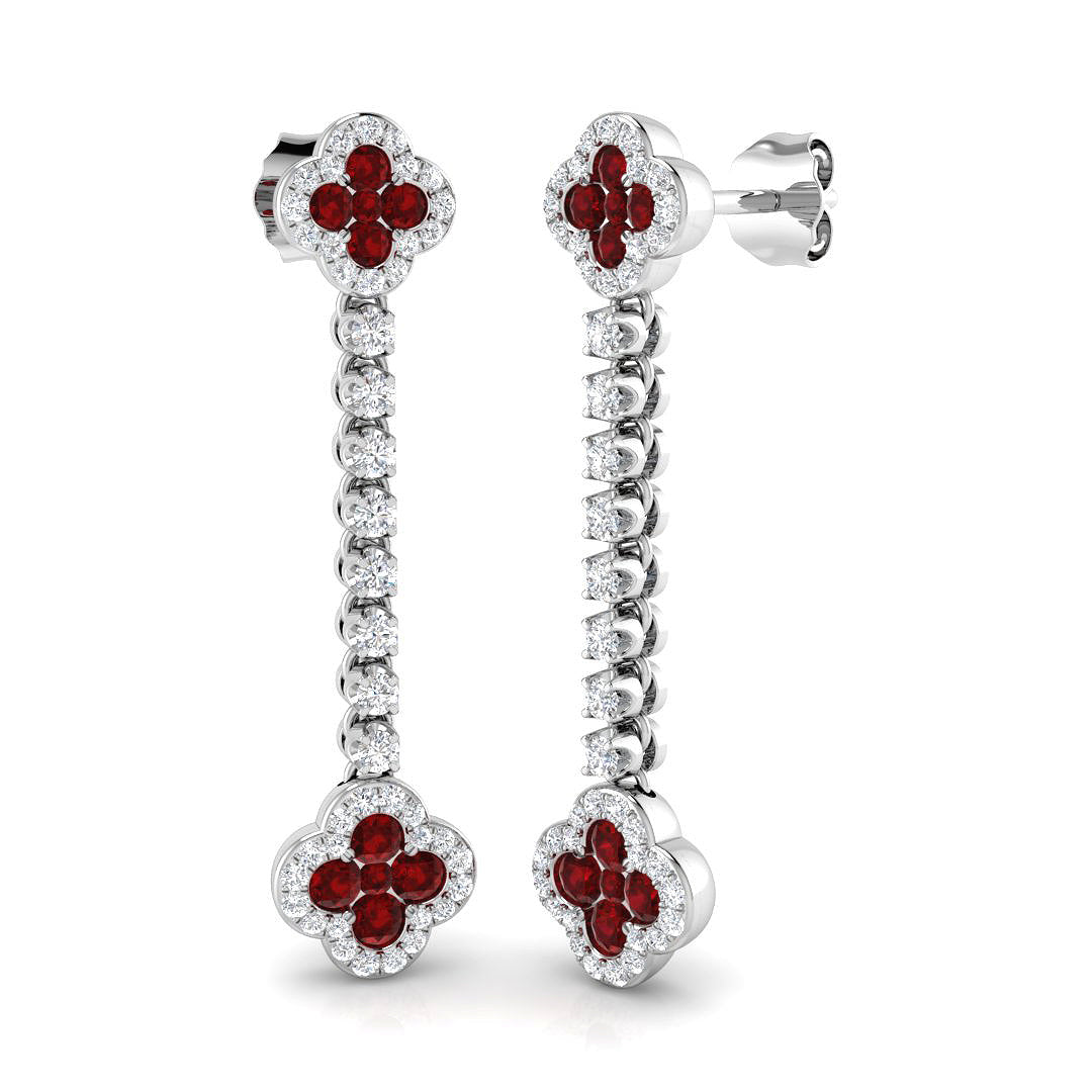 18k White Gold 1.18ct Natural Ruby Earrings with Diamonds