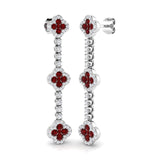 1.64ct Ruby & Natural Diamond Round Cut Drop Earrings in 18K White Gold