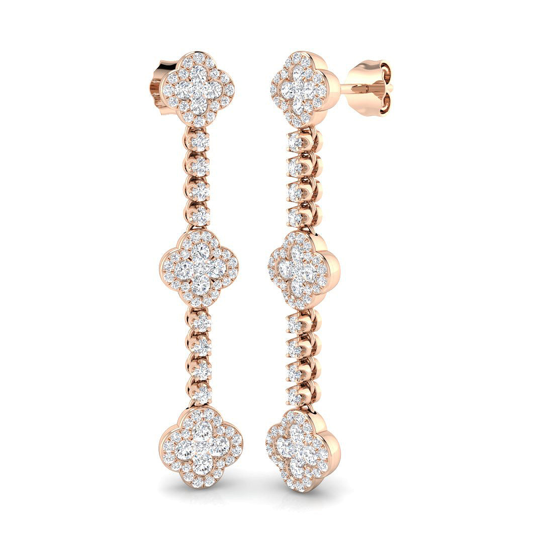 "Entby Gold Clover Diamond Earrings | 1.25ct to 1.75ct Luxury Jewelry"