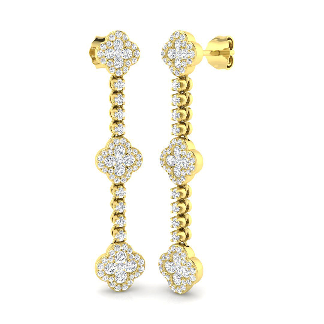"Entby Gold Clover Diamond Earrings | 1.25ct to 1.75ct Luxury Jewelry"