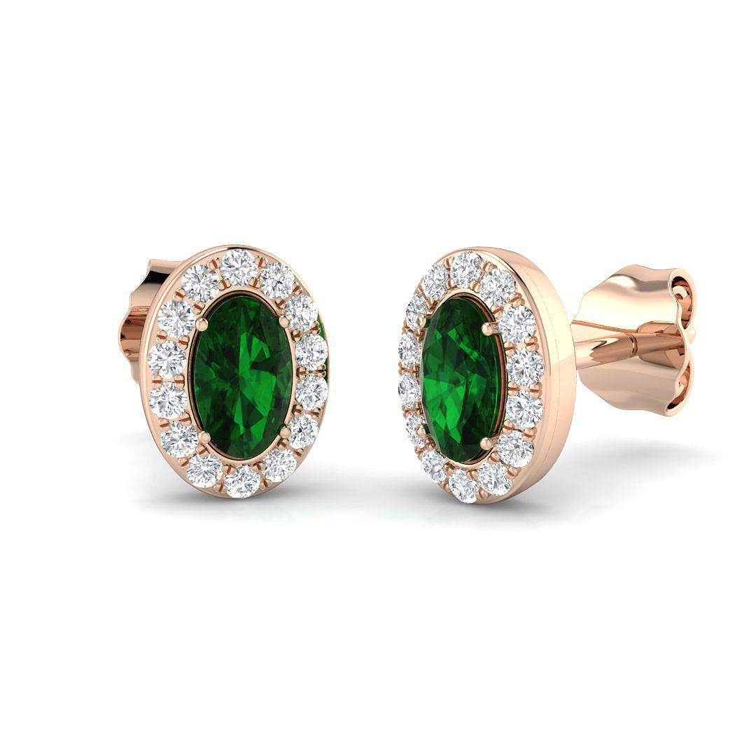 Emerald Diamond Stud Earrings for Women