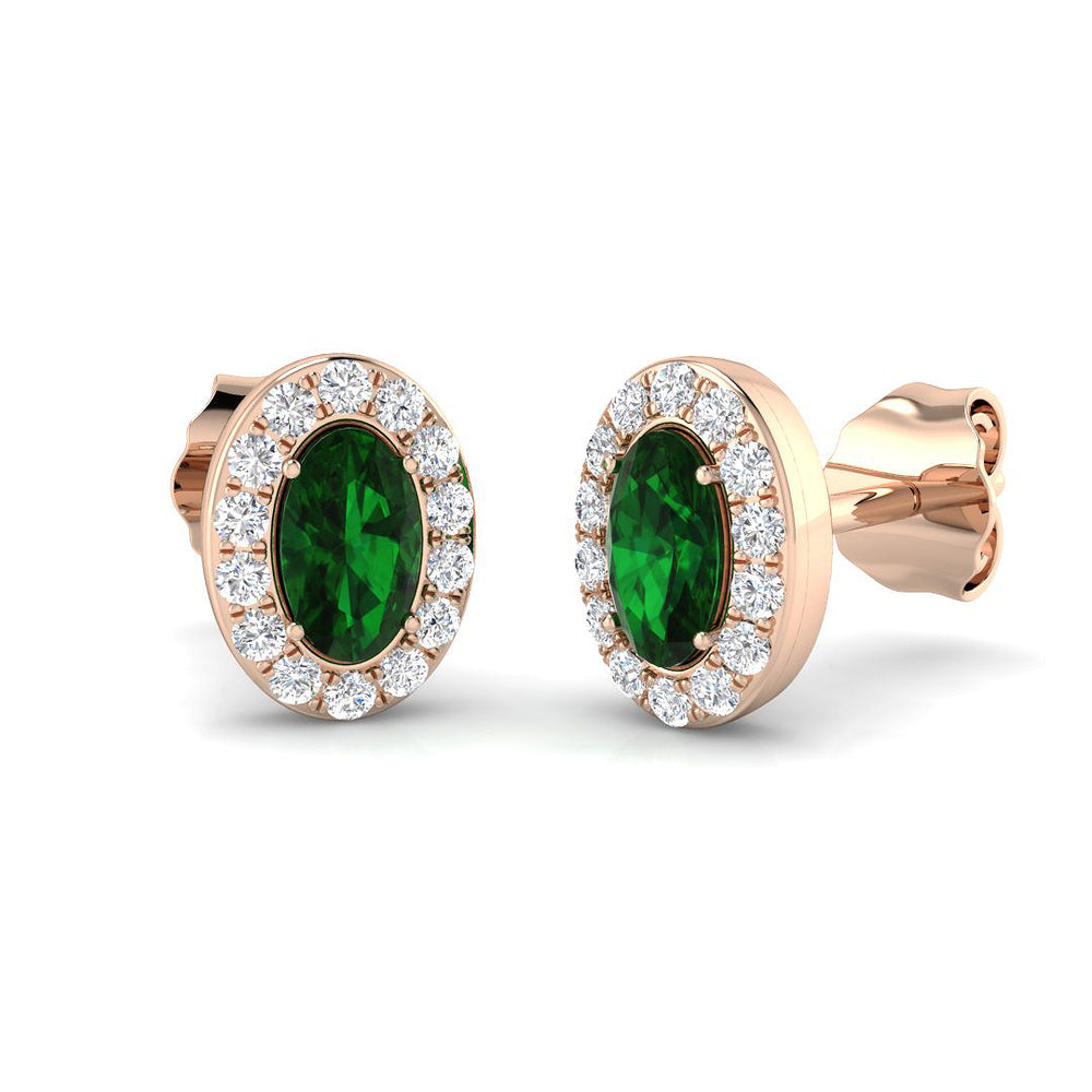 Emerald Diamond Stud Earrings for Women