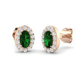 Emerald Diamond Stud Earrings for Women