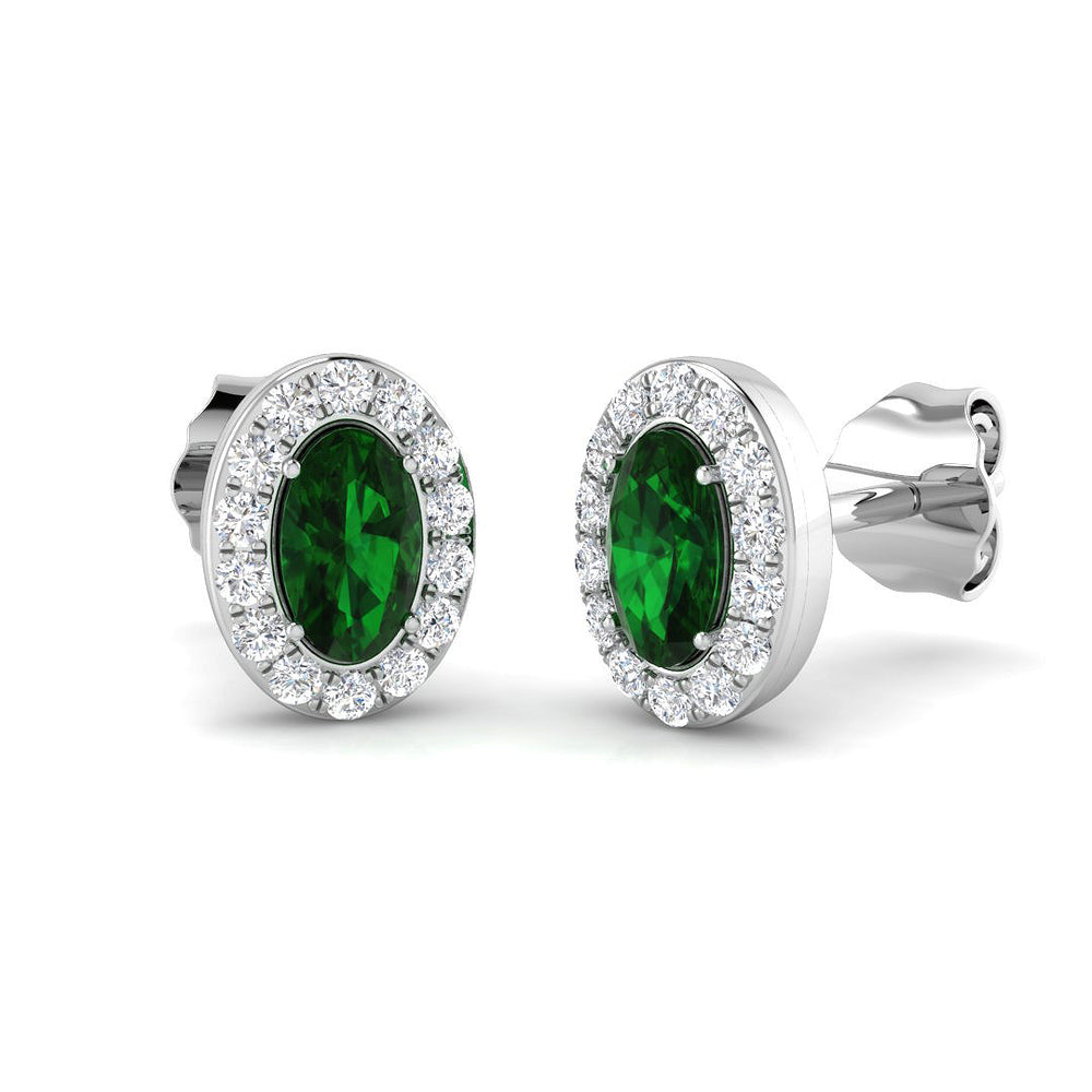 Emerald Diamond Stud Earrings