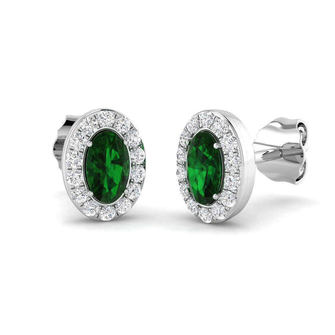 Emerald Diamond Stud Earrings