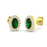 Emerald Diamond Stud Earrings Gift for Her