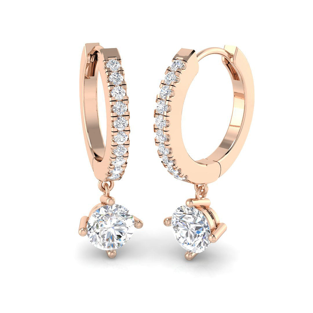 Erjsy Luxury Gold Drop & Trilogy Diamond Earrings - 0.5ct Elegance