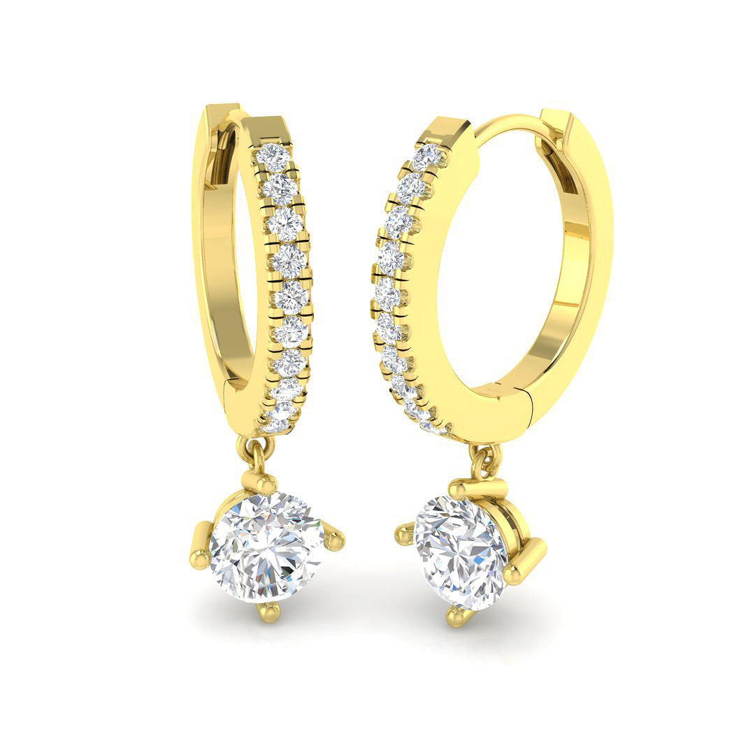 Erjsy Luxury Gold Drop & Trilogy Diamond Earrings - 0.5ct Elegance
