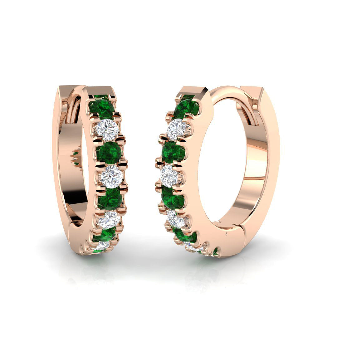 Hoop Earrings - Erkby Emerald and Diamond 0.25ct Gold