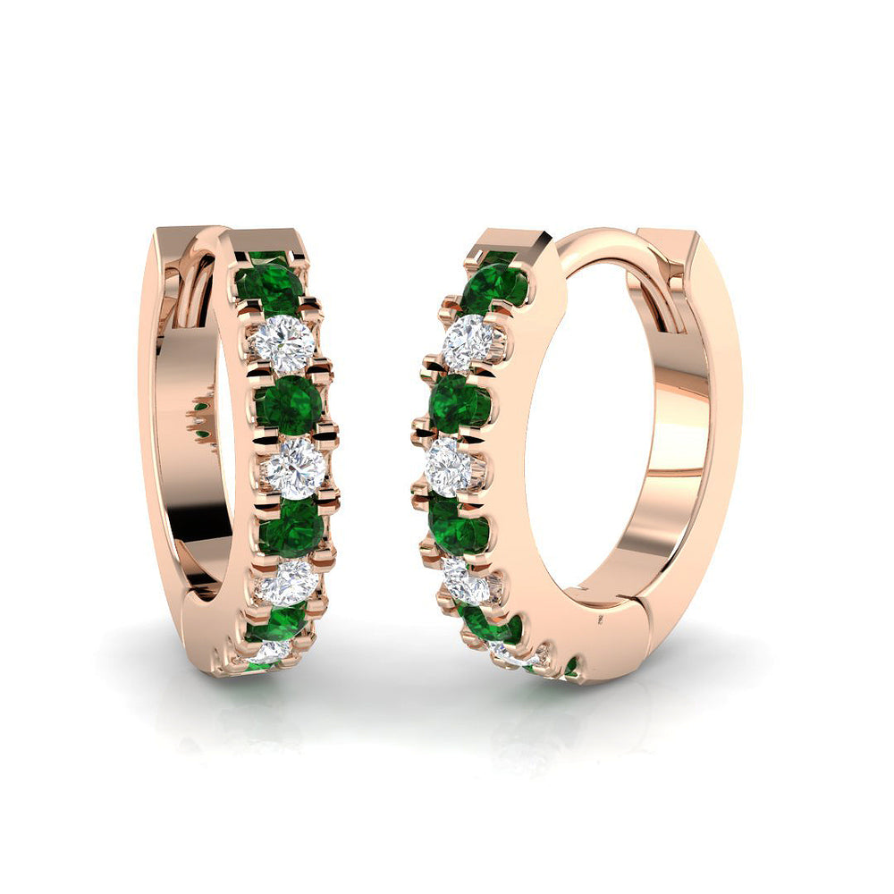 Hoop Earrings - Erkby Emerald and Diamond 0.25ct Gold