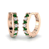 Hoop Earrings - Erkby Emerald and Diamond 0.25ct Gold