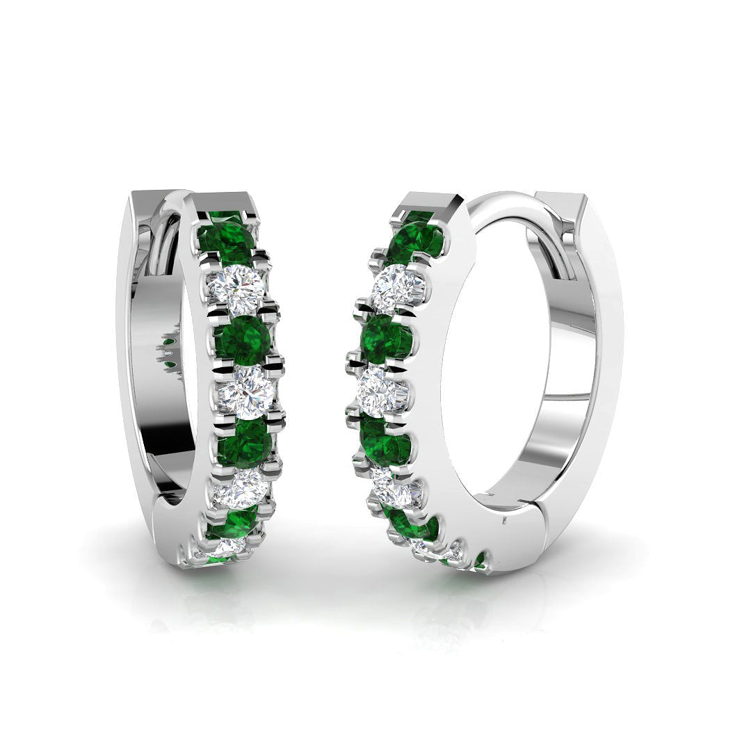 Hoop Earrings - Erkby Emerald and Diamond 0.25ct Gold