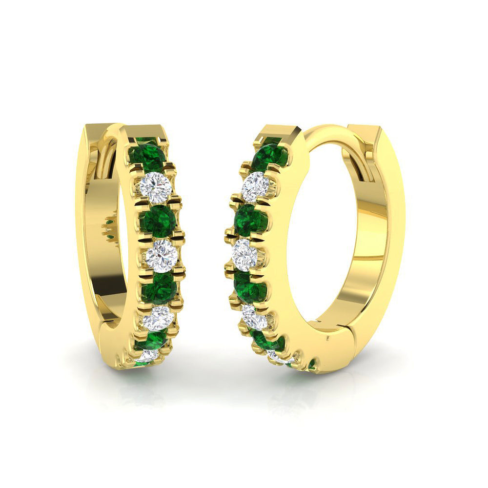Hoop Earrings - Erkby Emerald and Diamond 0.25ct Gold
