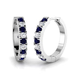 0.63ct Blue Sapphire & Natural Diamond Round Cut Drop Earrings in 18K White Gold