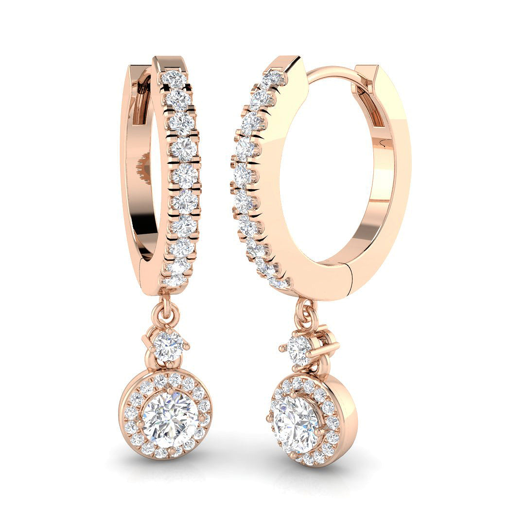 Erkly Gold Drop & Trilogy Diamond Earrings - 0.5ct Luxury Jewelry