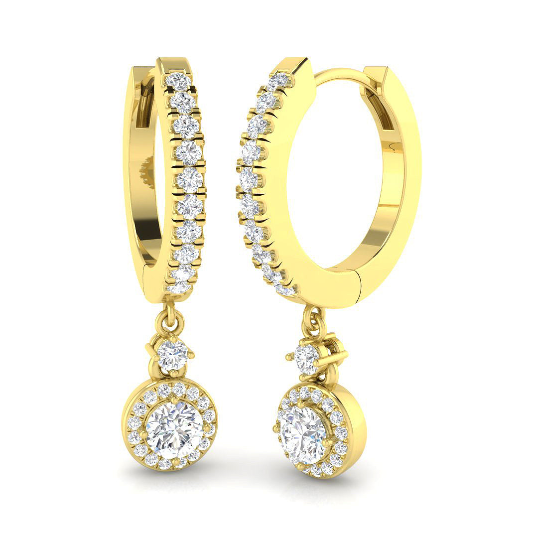 Erkly Gold Drop & Trilogy Diamond Earrings - 0.5ct Luxury Jewelry