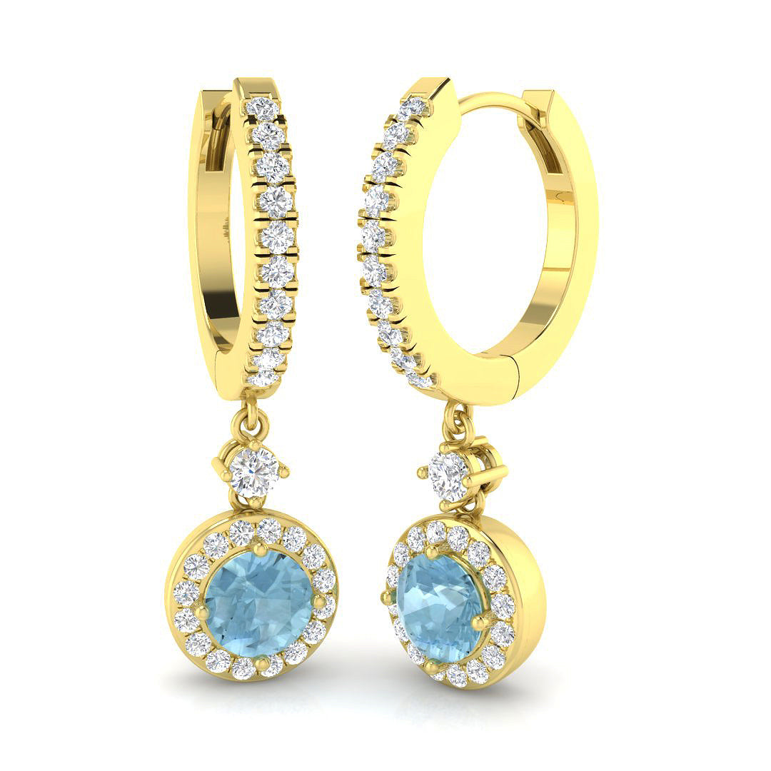 Erkny Aquamarine Gold Earrings - 1.25ct to 2ct Luxury Diamond Jewelry