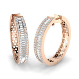 Hoop Earrings with Baguette and Round Diamonds | 2.5ct