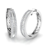 Hoop Earrings with Baguette and Round Diamonds | 2.5ct