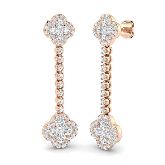 Erkry Gold Clover Diamond Earrings | 1.75ct to 2ct Luxury Elegance