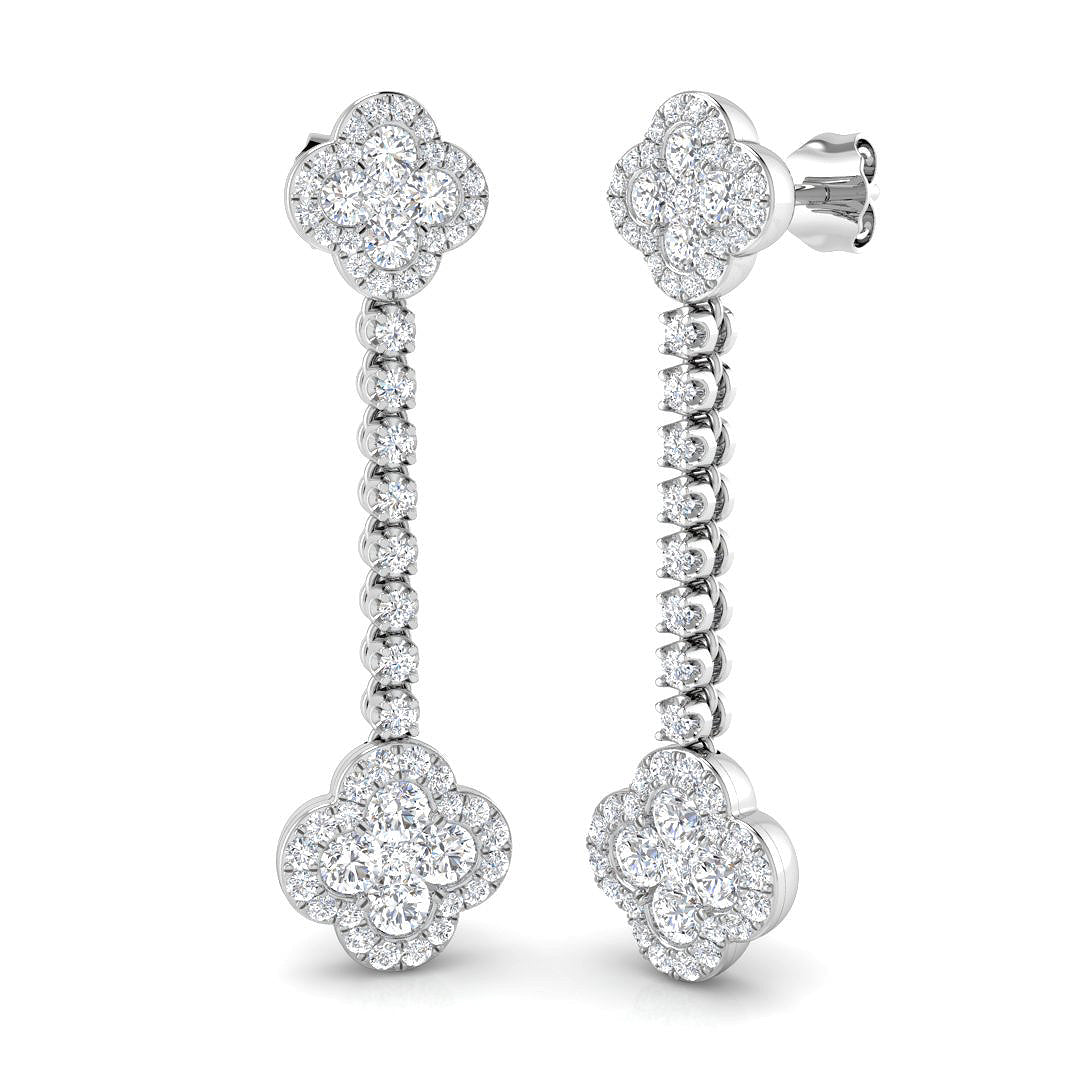 Erkry Gold Clover Diamond Earrings | 1.75ct to 2ct Luxury Elegance
