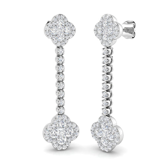 Erkry Gold Clover Diamond Earrings | 1.75ct to 2ct Luxury Elegance