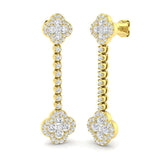 Erkry Gold Clover Diamond Earrings | 1.75ct to 2ct Luxury Elegance
