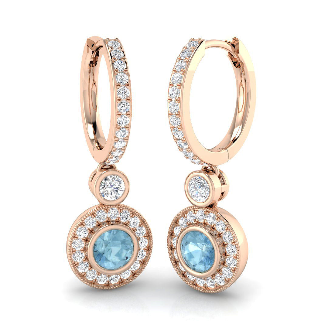 Erlny Aquamarine Gold Diamond Earrings - 1.25ct to 1.5ct Luxury Elegance