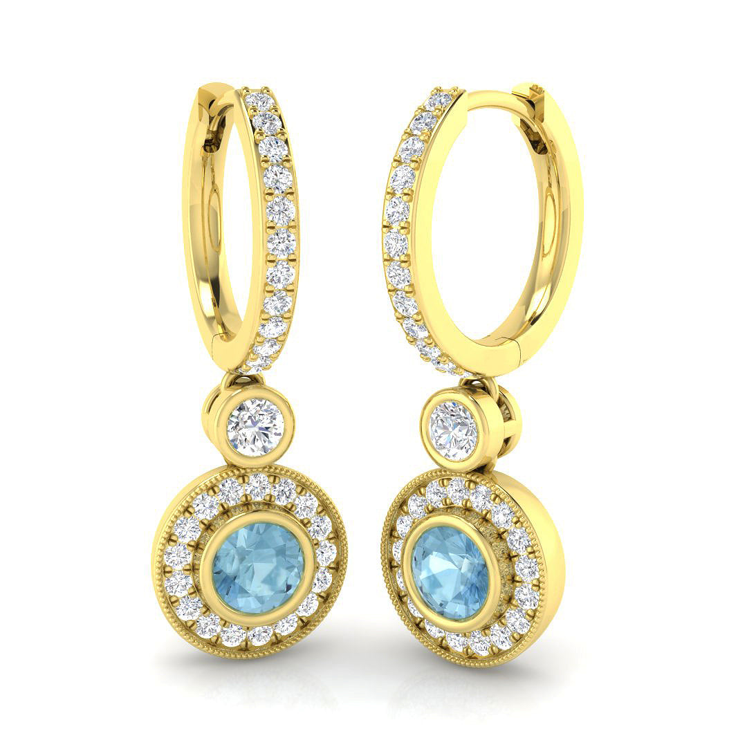 Erlny Aquamarine Gold Diamond Earrings - 1.25ct to 1.5ct Luxury Elegance