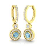 Erlny Aquamarine Gold Diamond Earrings - 1.25ct to 1.5ct Luxury Elegance