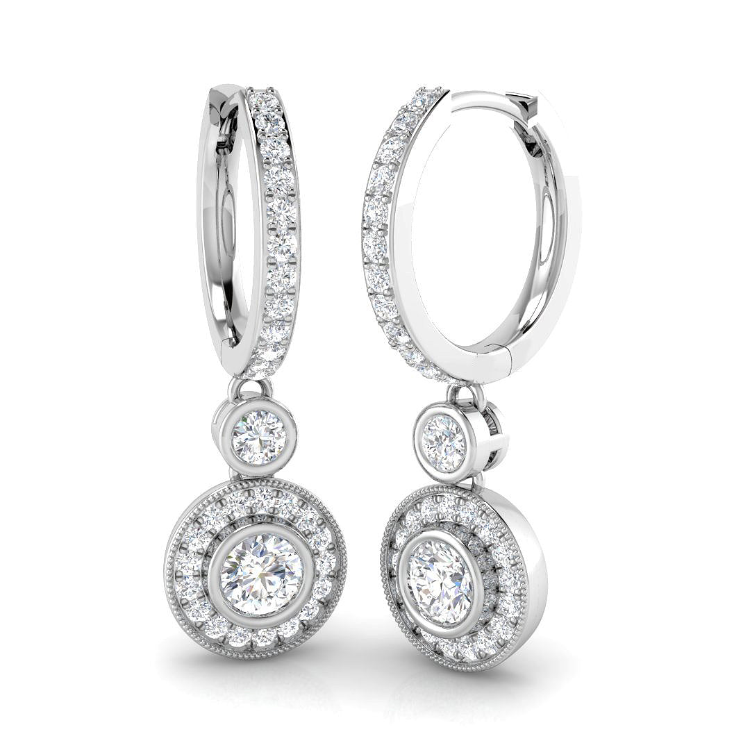Erloy 1ct Gold Drop & Trilogy Diamond Earrings - Luxury Jewelry