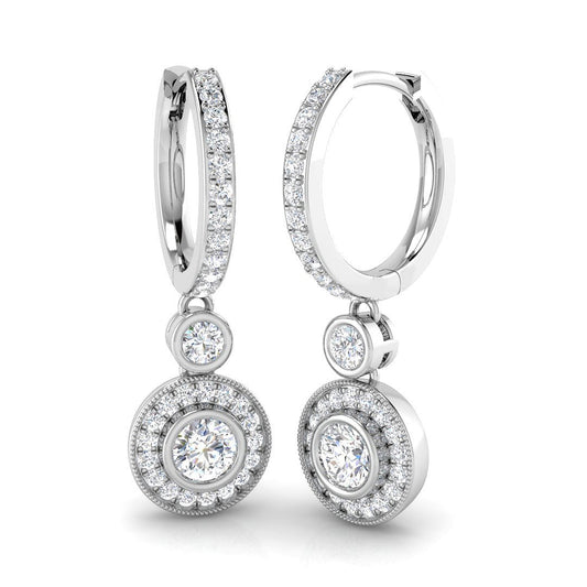 Erloy 1ct Gold Drop & Trilogy Diamond Earrings - Luxury Jewelry