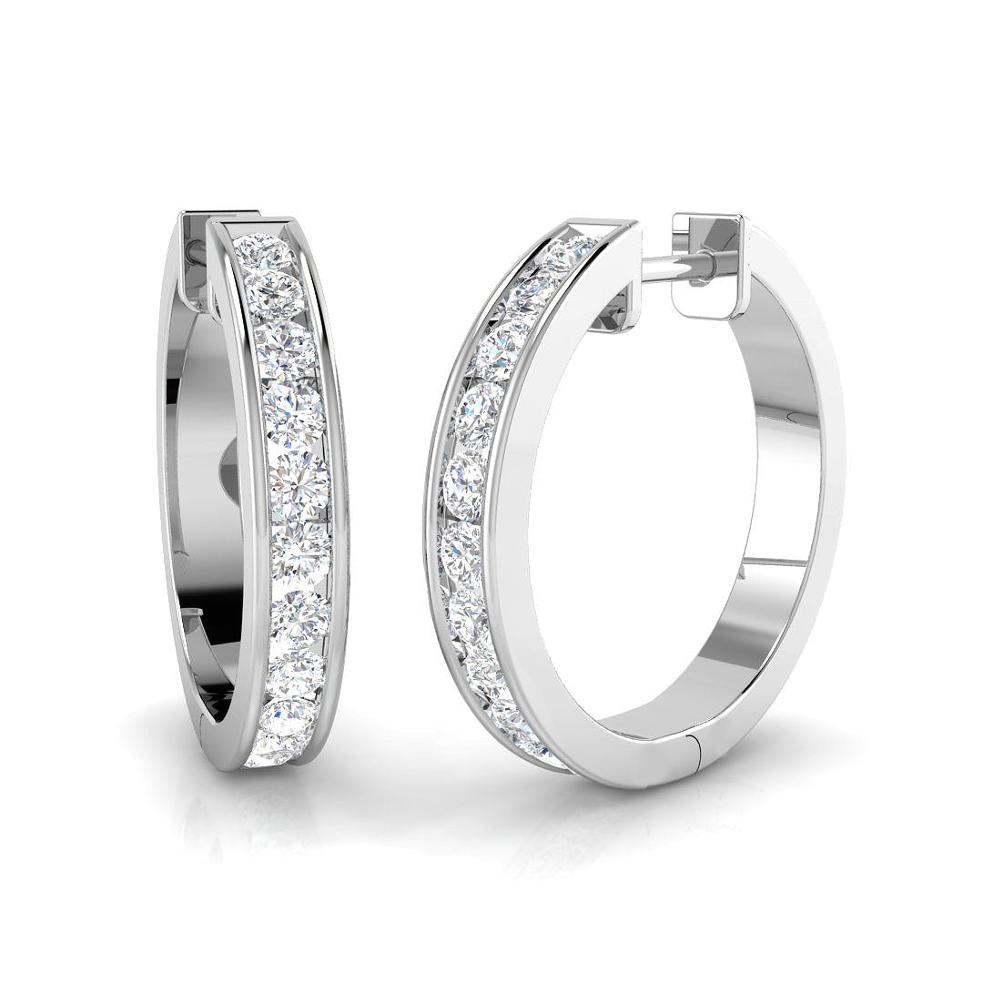 1 Carat D-E/VS Lab Grown Diamond Hoops Earring 9k White Gold Ready To Ship