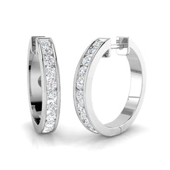 1 Carat D-E/VS Lab Grown Diamond Hoops Earring 9k White Gold Ready To Ship