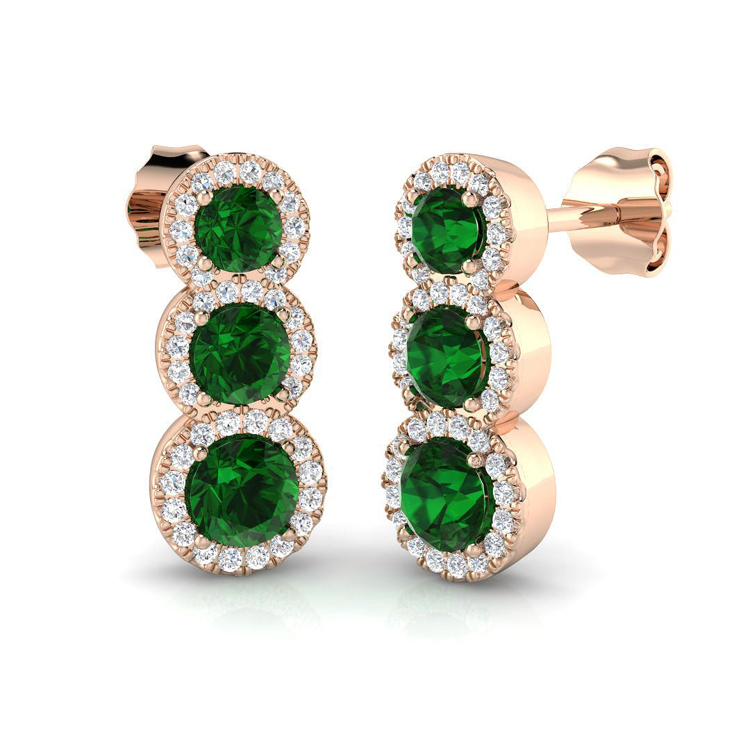 Erjny Emerald Diamond Earrings in Gold - 1.25ct to 1.75ct Luxury
