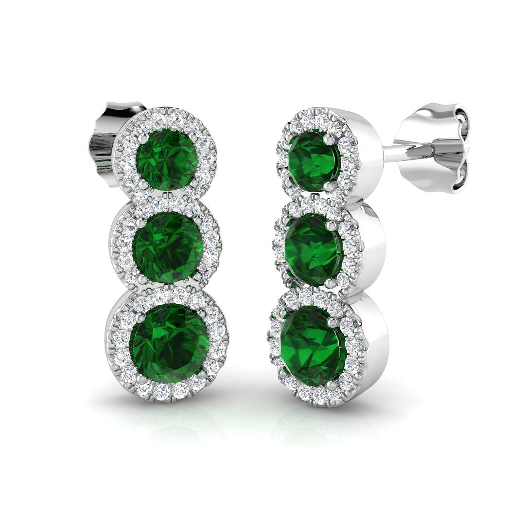 Erjny Emerald Diamond Earrings in Gold - 1.25ct to 1.75ct Luxury