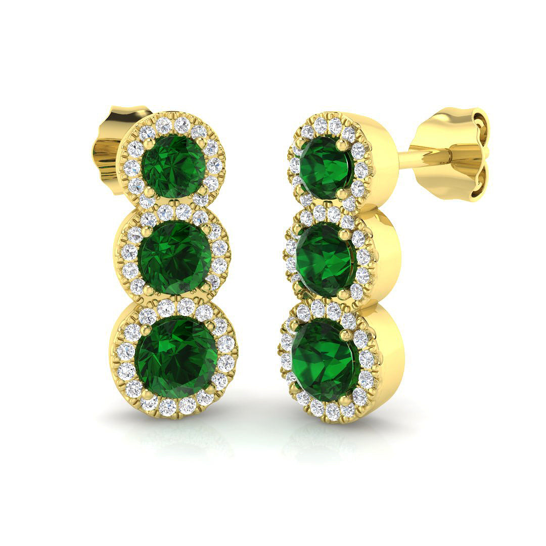 Erjny Emerald Diamond Earrings in Gold - 1.25ct to 1.75ct Luxury