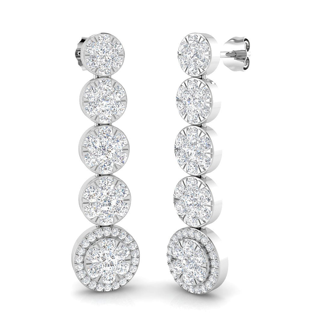 "Erlsy 3ct Gold Drop & Trilogy Diamond Earrings - Luxurious Elegance"