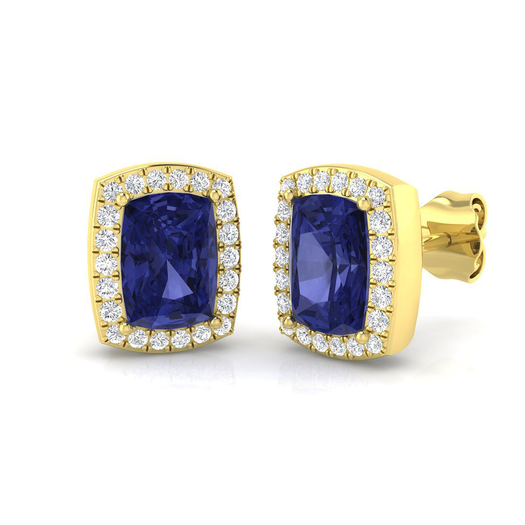 "Nova 2ct Tanzanite Diamond Gold Earrings - Elegant Luxury Jewelry"