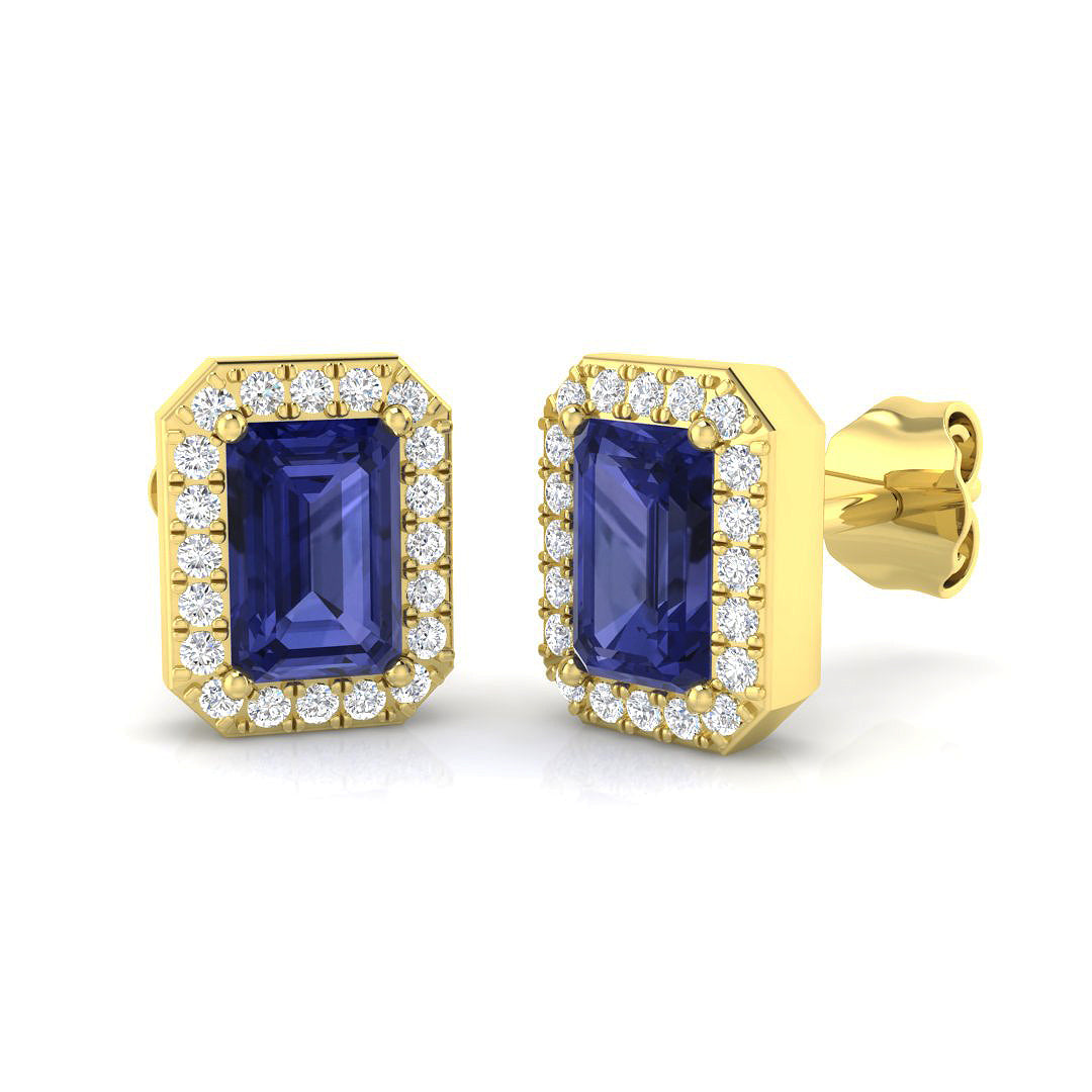 Elegant Gold Tanzanite Diamond Earrings | Perky 1.25ct Luxury Style