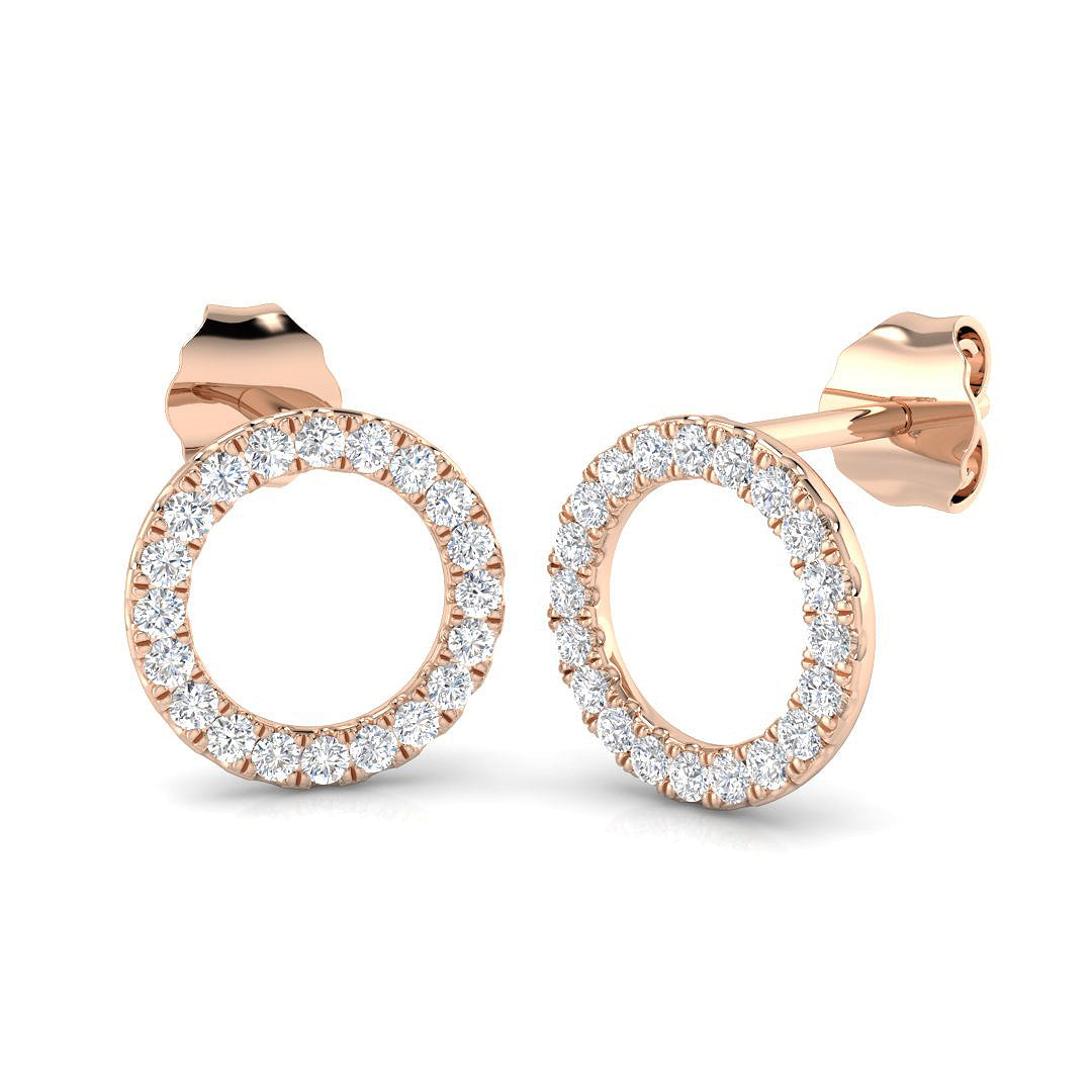 Elegant 0.50Ct Diamond Open Circle Stud Earrings in White Gold