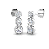 Erlty Luxury Gold Drop & Trilogy Diamond Earrings 0.5ct-1ct