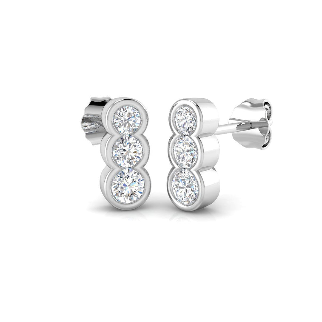 0.7 Carat D-E/VS Lab Grown Diamond Drop & Trilogy Earring 9k White Gold Ready To Ship