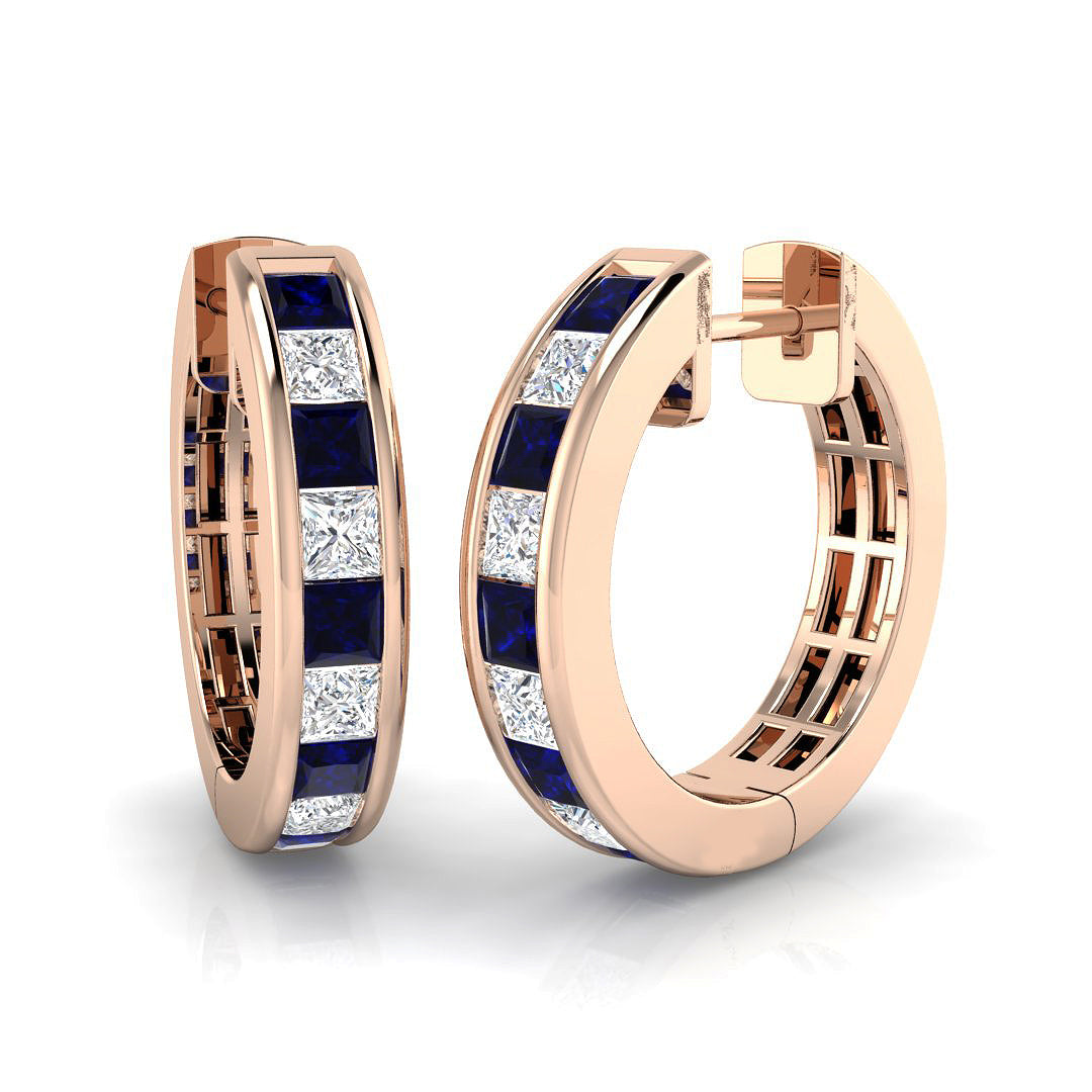 Hoop Earrings - Cedar Luxury 1.5ct Blue Sapphire Gold
