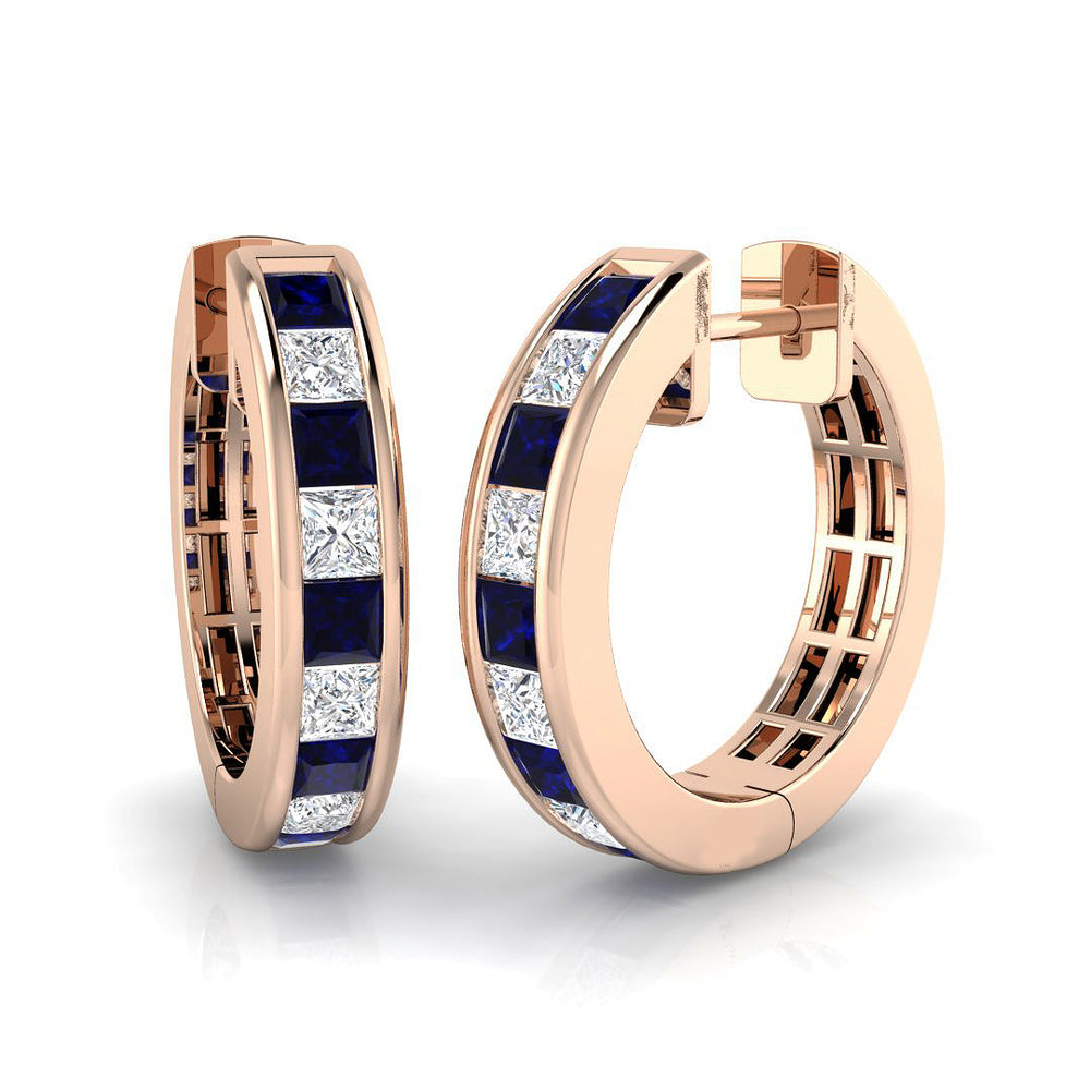 Hoop Earrings - Cedar Luxury 1.5ct Blue Sapphire Gold