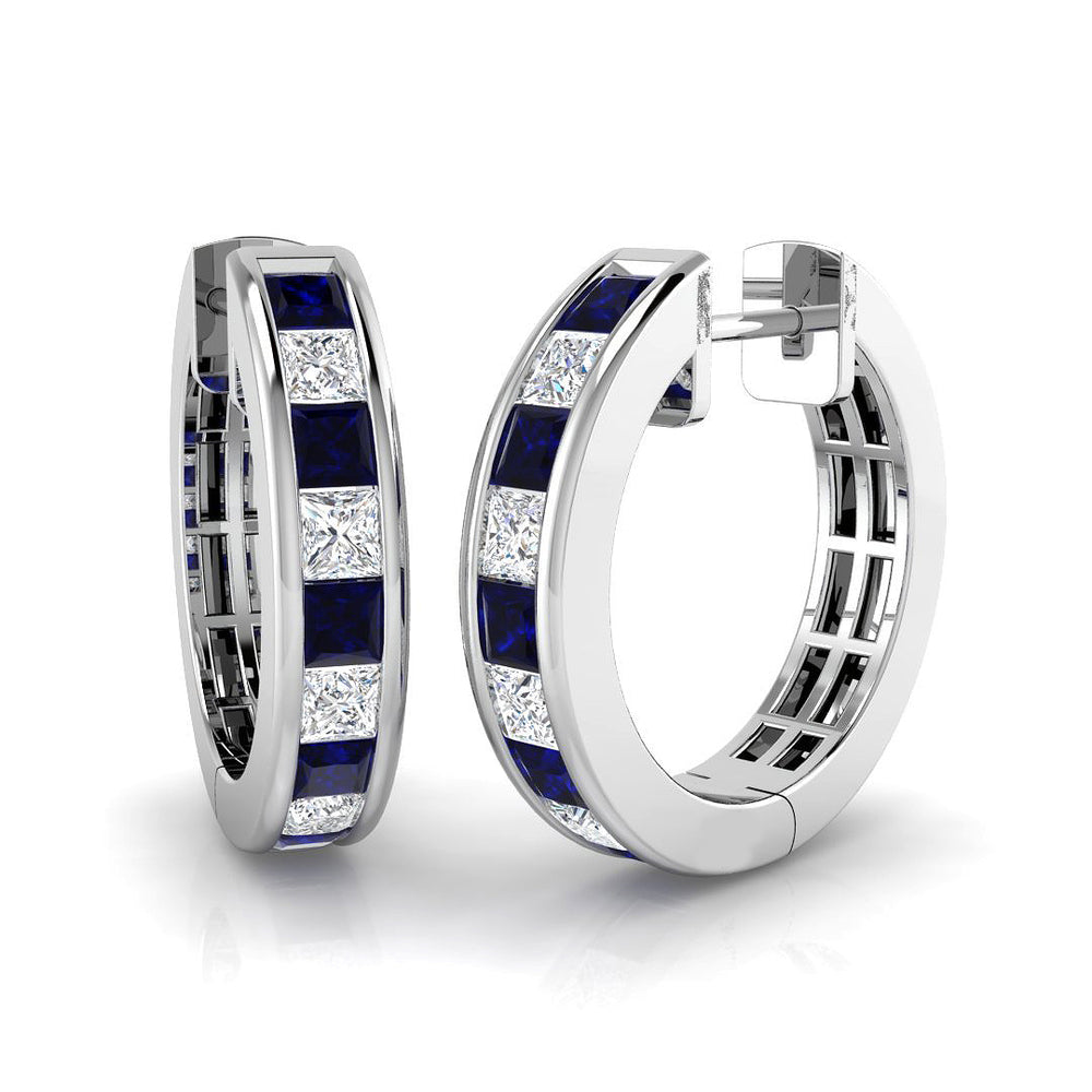 Hoop Earrings - Cedar Luxury 1.5ct Blue Sapphire Gold