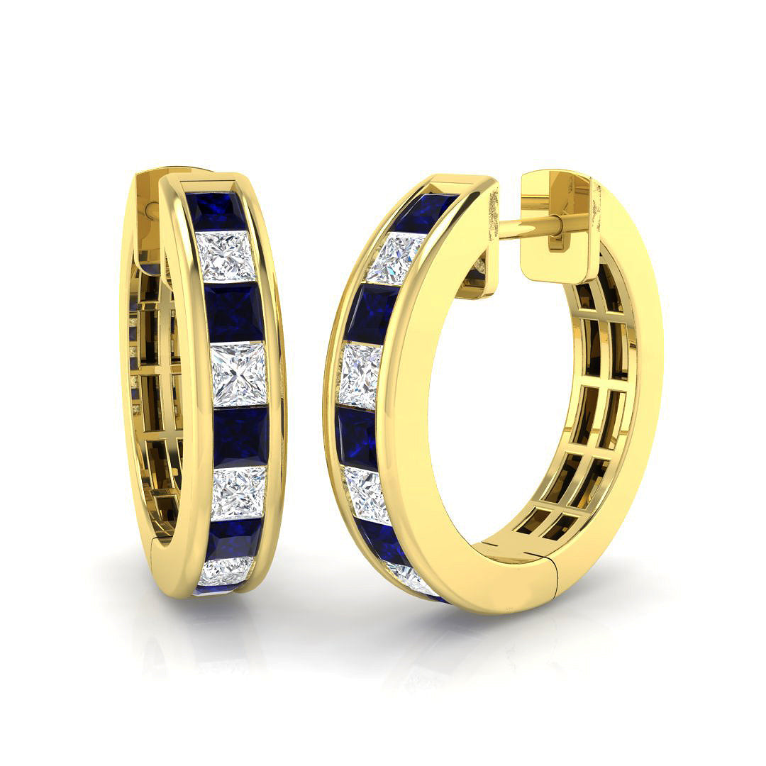 Hoop Earrings - Cedar Luxury 1.5ct Blue Sapphire Gold